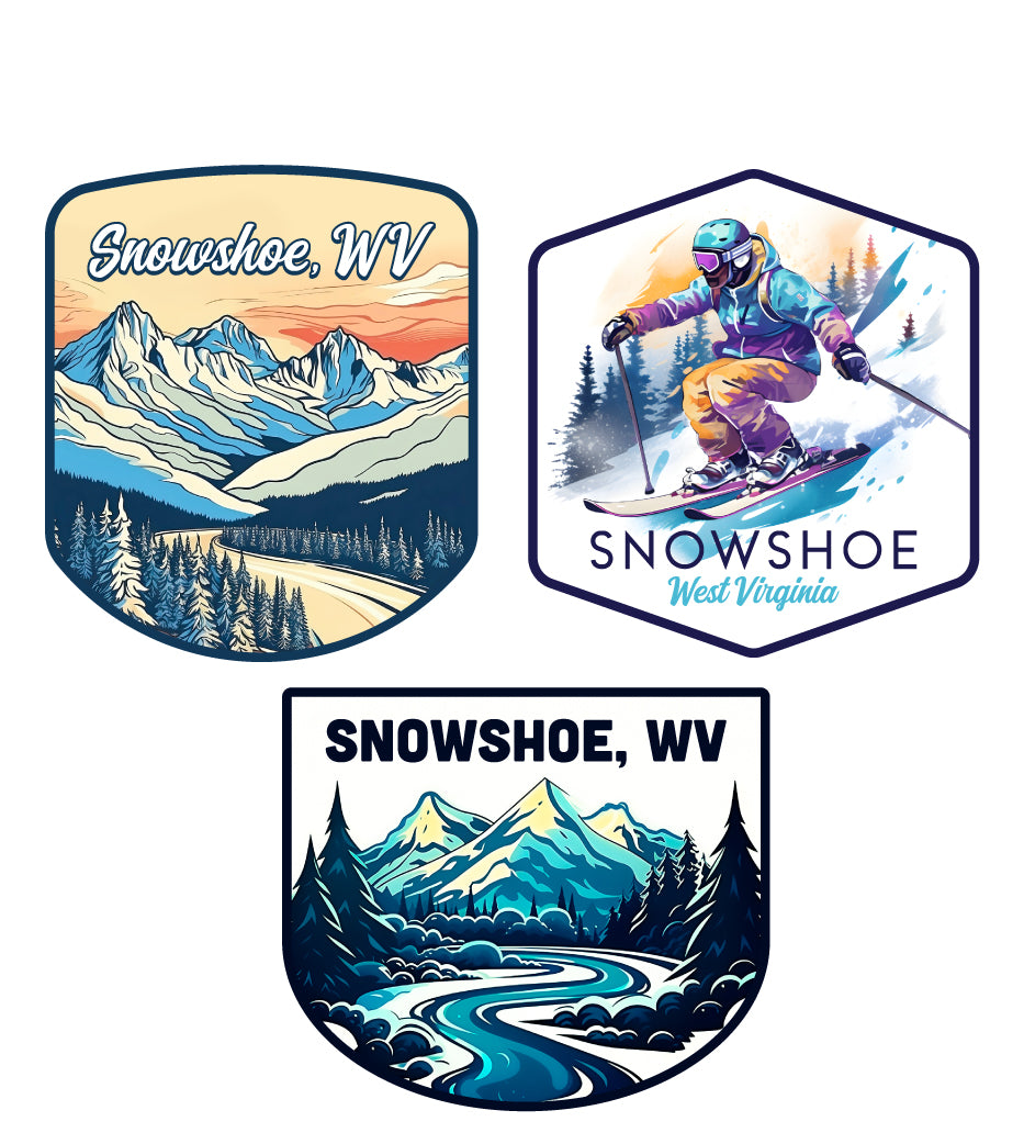Snowshoe West Virginia Ski Souvenir 3 Pack Vinyl Decal Sticker – R