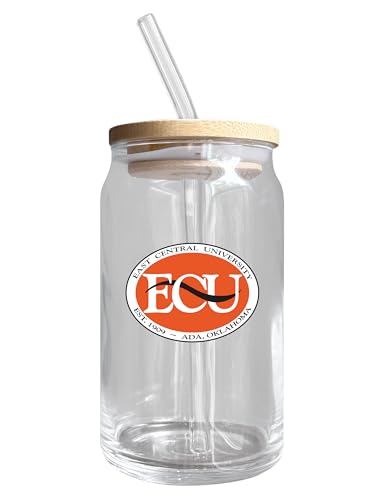 East Central University NCAA 12 oz can-shaped glass, featuring a refined design ideal for showcasing team pride and enjoying beverages on game days, mother's day gift, father's day gift, alumni gift, graduation gift, admission gift.