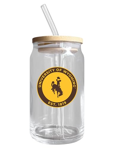 Wyoming Cowboys NCAA 12 oz can-shaped glass, featuring a refined design ideal for showcasing team pride and enjoying beverages on game days, mother's day gift, father's day gift, alumni gift, graduation gift, admission gift.