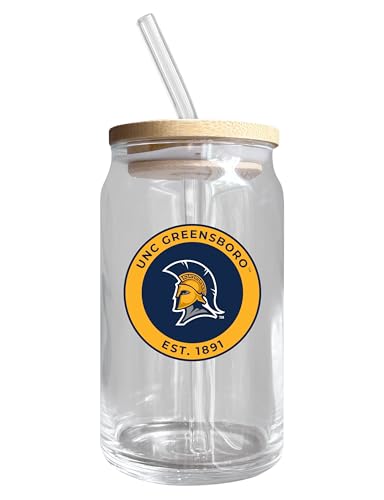 North Carolina Greensboro NCAA 12 oz can-shaped glass, featuring a refined design ideal for showcasing team pride and enjoying beverages on game days, mother's day gift, father's day gift, alumni gift, graduation gift, admission gift.