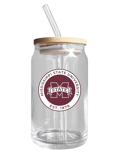 Mississippi State Bulldogs NCAA 12 oz can-shaped glass, featuring a refined design ideal for showcasing team pride and enjoying beverages on game days, mother's day gift, father's day gift, alumni gift, graduation gift, admission gift.