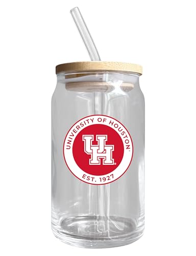 Houston Cougars NCAA 12 oz can-shaped glass, featuring a refined design ideal for showcasing team pride and enjoying beverages on game days, mother's day gift, father's day gift, alumni gift, graduation gift, admission gift.