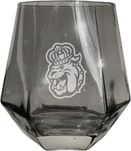 Load image into Gallery viewer, James Madison Dukes Tigers Etched Diamond Cut 10 oz Stemless Wine Glass - NCAA Licensed
