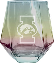 Load image into Gallery viewer, Iowa Hawkeyes Tigers Etched Diamond Cut 10 oz Stemless Wine Glass - NCAA Licensed
