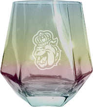 Load image into Gallery viewer, James Madison Dukes Tigers Etched Diamond Cut 10 oz Stemless Wine Glass - NCAA Licensed
