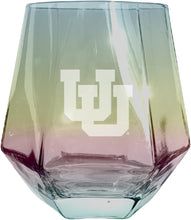 Load image into Gallery viewer, Utah Utes Tigers Etched Diamond Cut 10 oz Stemless Wine Glass - NCAA Licensed
