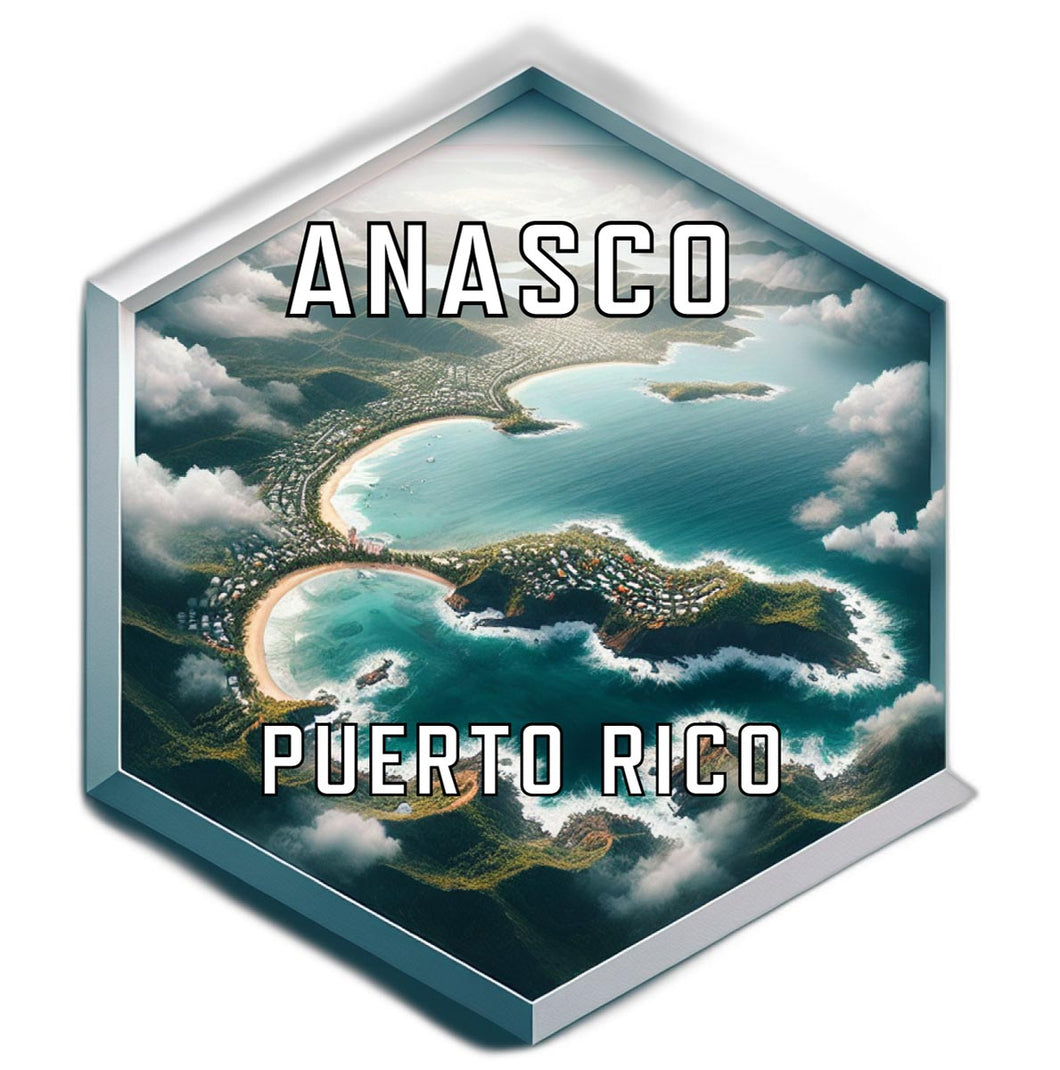 Anasco Puerto Rico Souvenir Travel Destination Die Cut Hexagon Fridge Magnet 6-Inch