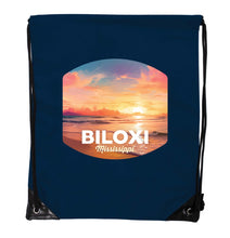 Load image into Gallery viewer, Biloxi Mississippi Design B Souvenir Cinch Bag with Drawstring Backpack Navy Navy
