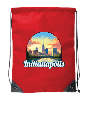 Indianapolis Indiana Design B Souvenir Cinch Bag with Drawstring Backpack Red Red