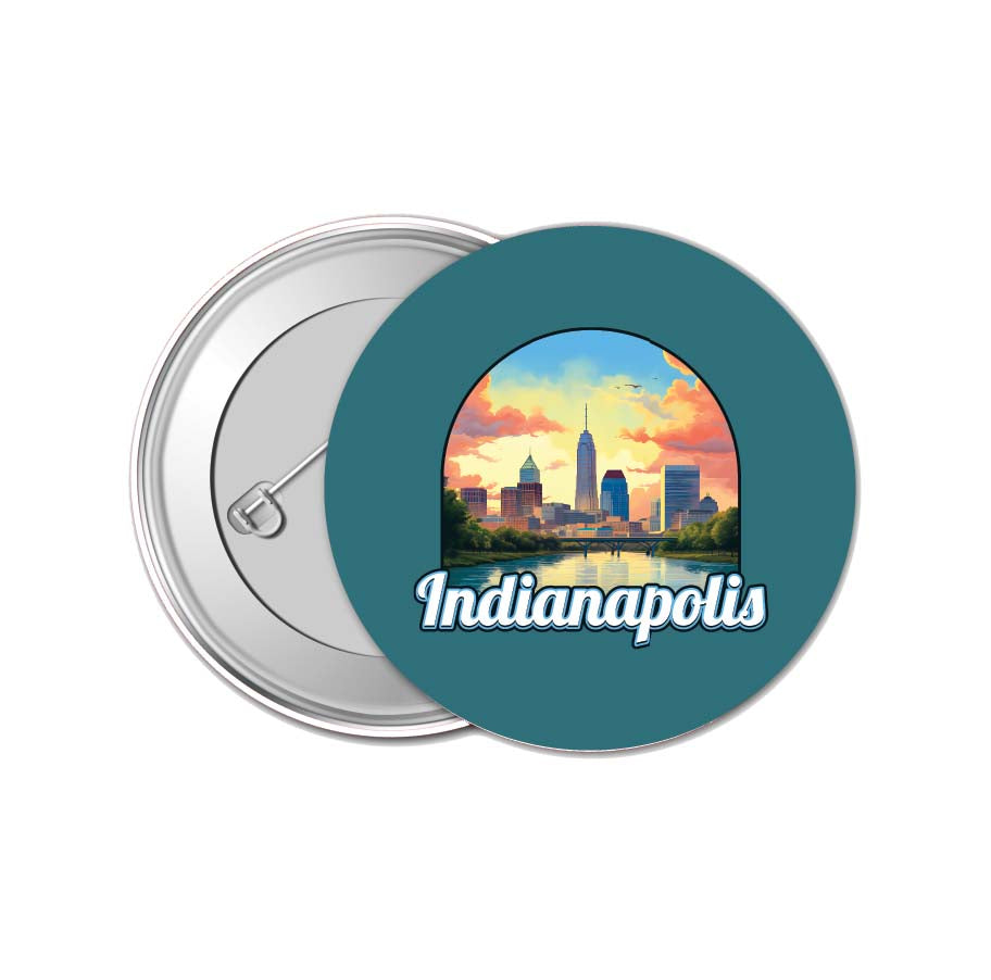 Indianapolis Indiana Design B Souvenir Small 1-Inch Button Pin 4 Pack 