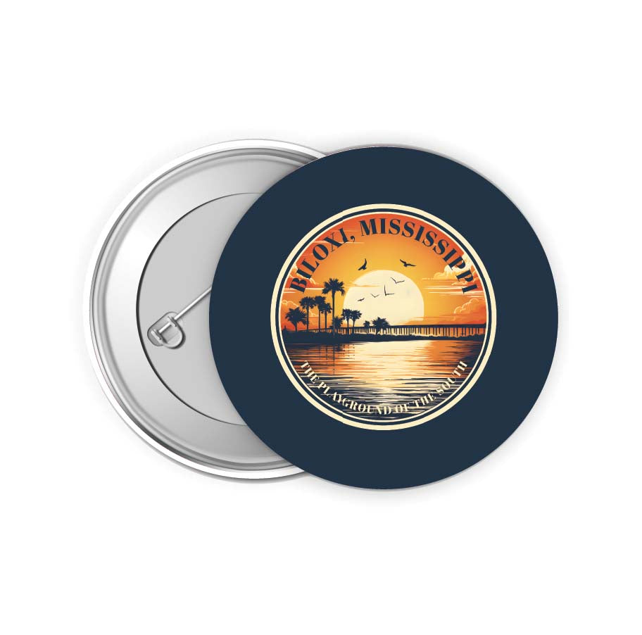 Biloxi Mississippi Design A Souvenir Small 2-Inch Button Pin 4 Pack 