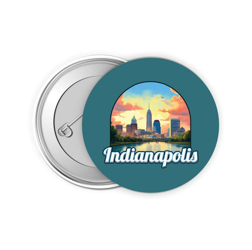 Indianapolis Indiana Design B Souvenir Small 2-Inch Button Pin 4 Pack 