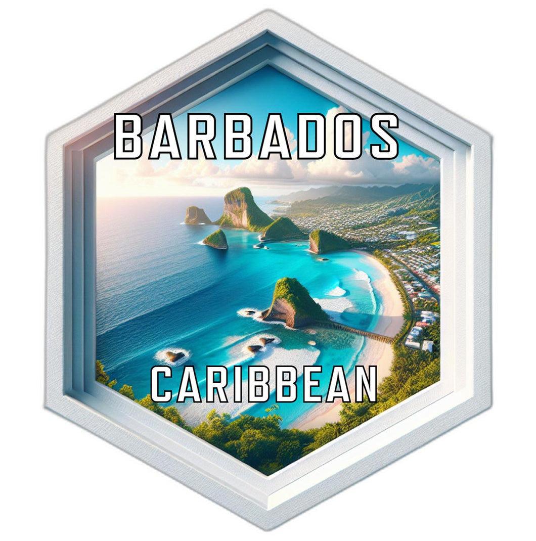 Barbados Caribbean Souvenir Travel Destination Die Cut Hexagon Fridge Magnet 6-Inch