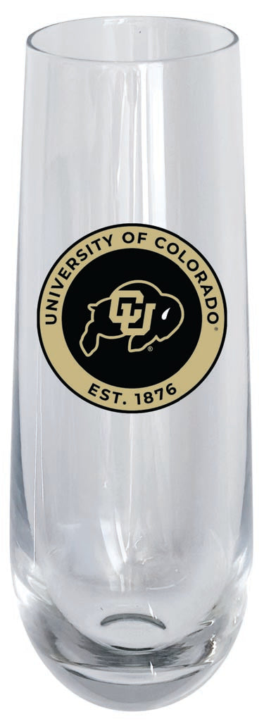 Colorado Buffaloes 10oz Stemless Flute Officially Licensed Collegiate Product 4-Pack