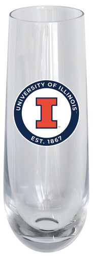 Illinois Fighting Illini 10oz Stemless Flute Officially Licensed Collegiate Product 4-Pack