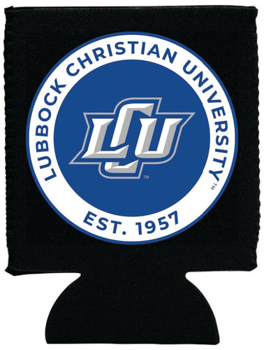 Lubbock Christian University Chaparral Neoprene Can Hugger Black Officially Licensed Collegiate Product 4-Pack