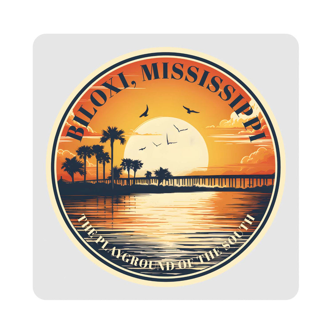 Biloxi Mississippi Design A Souvenir 4x4-Inch Coaster Acrylic 4 Pack 