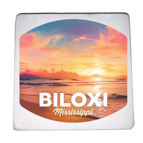 Biloxi Mississippi Design B Souvenir 4x4-Inch Coaster Marble 4 Pack 