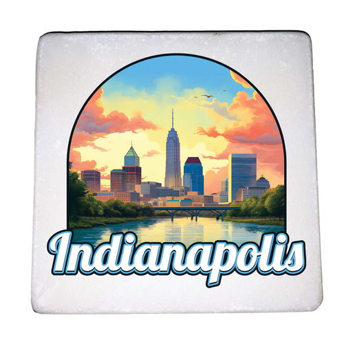 Indianapolis Indiana Design B Souvenir 4x4-Inch Coaster Marble 4 Pack 