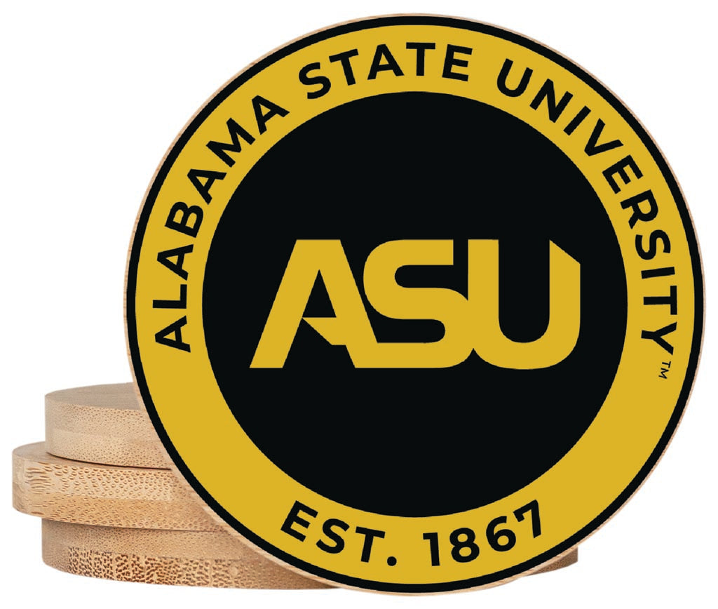 Alabama State University Coaster Wooden 3.5 x 3.5-Inch 4 Pack Officially Licensed Collegiate Product 