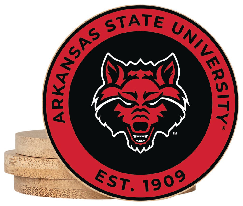 Arkansas State Coaster Wooden 3.5 x 3.5-Inch 4 Pack Officially Licensed Collegiate Product 