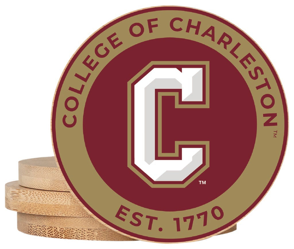 College of Charleston Coaster Wooden 3.5 x 3.5-Inch 4 Pack Officially Licensed Collegiate Product 