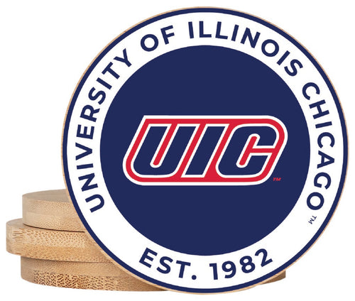 University of Illinois at Chicago Coaster Wooden 3.5 x 3.5-Inch 4 Pack Officially Licensed Collegiate Product 