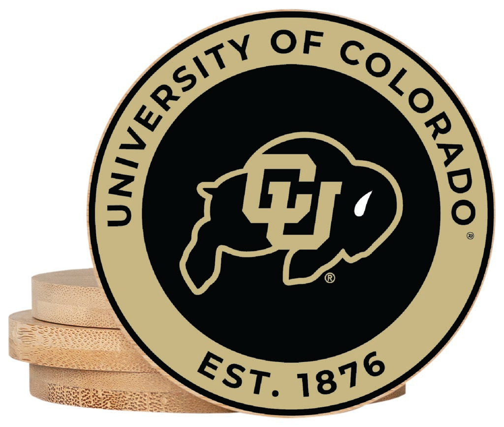 Colorado Buffaloes Coaster Wooden 3.5 x 3.5-Inch 4 Pack Officially Licensed Collegiate Product 