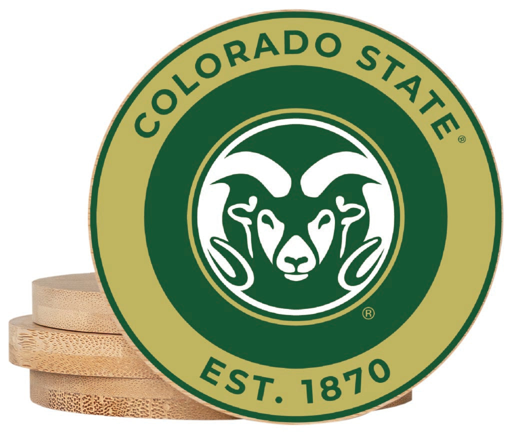 Colorado State Rams Coaster Wooden 3.5 x 3.5-Inch 4 Pack Officially Licensed Collegiate Product 