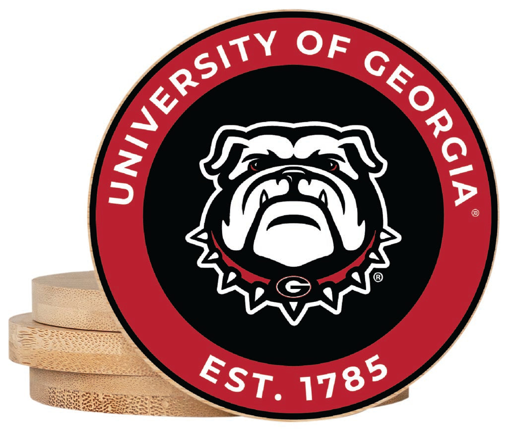 Georgia Bulldogs Coaster Wooden 3.5 x 3.5-Inch 4 Pack Officially Licensed Collegiate Product 