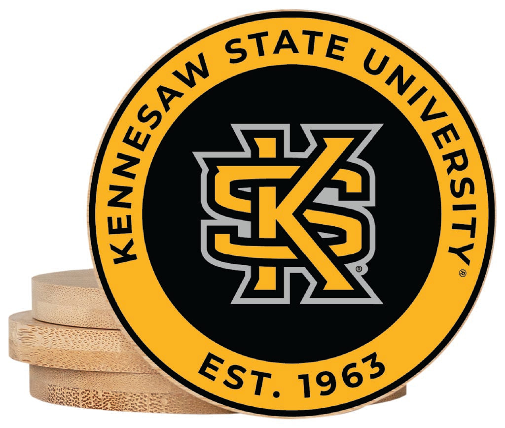 Kennesaw State University Coaster Wooden 3.5 x 3.5-Inch 4 Pack Officially Licensed Collegiate Product 