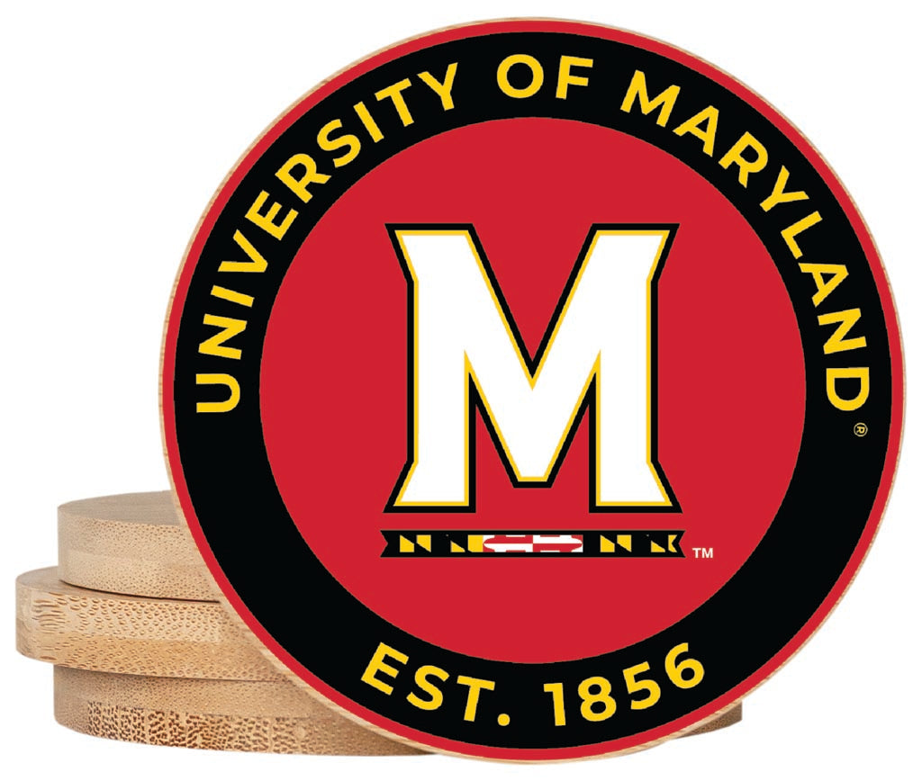 Maryland Terrapins Coaster Wooden 3.5 x 3.5-Inch 4 Pack Officially Licensed Collegiate Product 