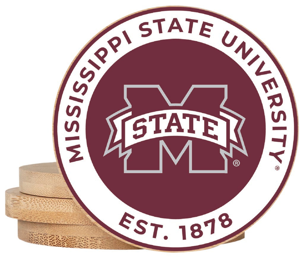 Mississippi State Bulldogs Coaster Wooden 3.5 x 3.5-Inch 4 Pack Officially Licensed Collegiate Product 