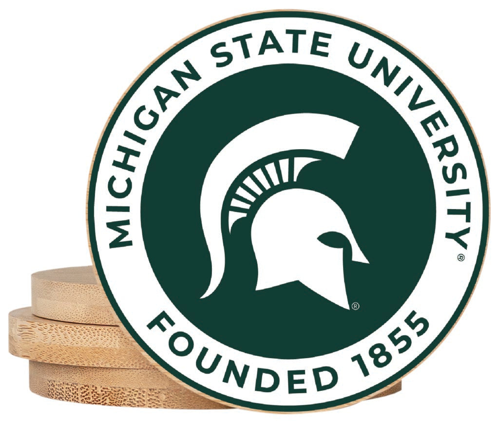 Michigan State Spartans Coaster Wooden 3.5 x 3.5-Inch 4 Pack Officially Licensed Collegiate Product 