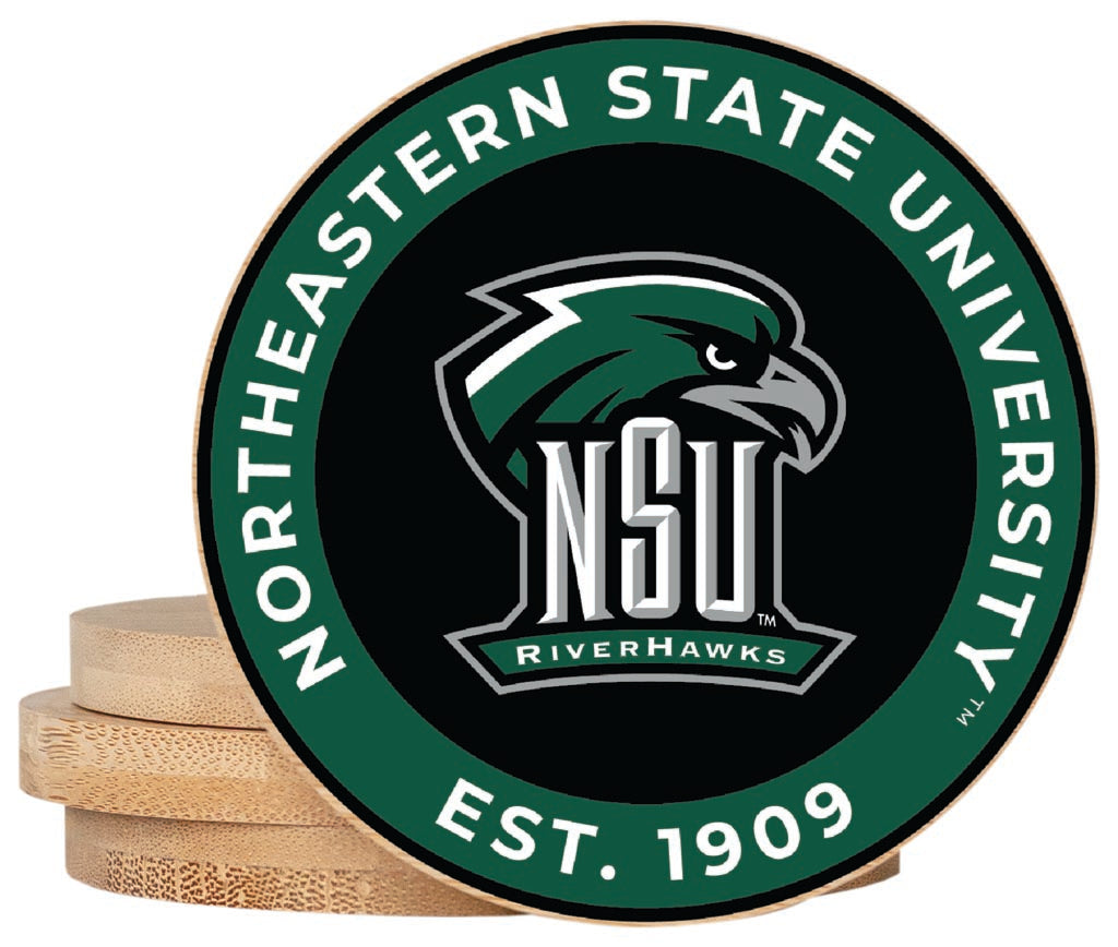 Northeastern State University Riverhawks Coaster Wooden 3.5 x 3.5-Inch 4 Pack Officially Licensed Collegiate Product 