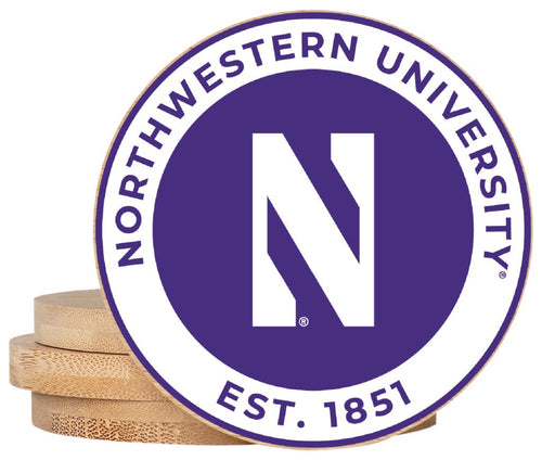 Northwestern University Wildcats Coaster Wooden 3.5 x 3.5-Inch 4 Pack Officially Licensed Collegiate Product 