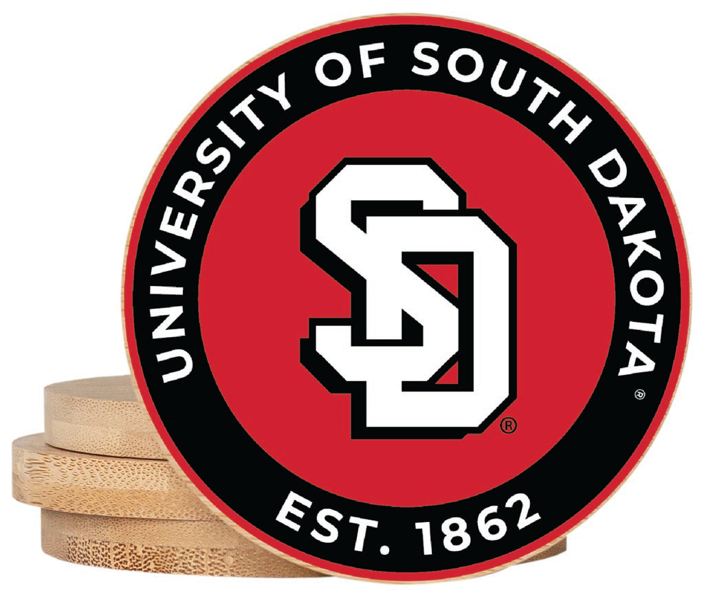 South Dakota Coyotes Coaster Wooden 3.5 x 3.5-Inch 4 Pack Officially Licensed Collegiate Product 