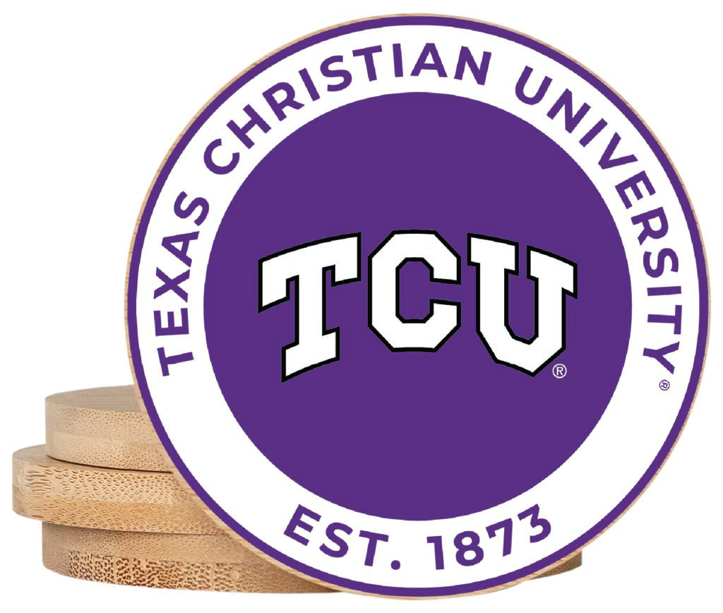 Texas Christian University Coaster Wooden 3.5 x 3.5-Inch 4 Pack Officially Licensed Collegiate Product 