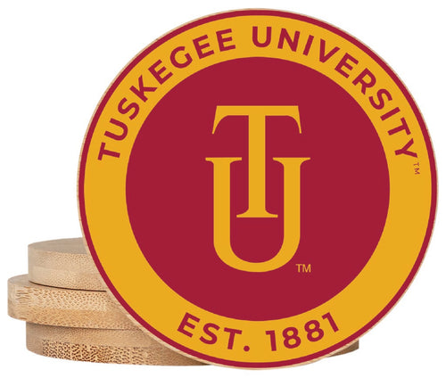 Tuskegee University Coaster Wooden 3.5 x 3.5-Inch 4 Pack Officially Licensed Collegiate Product 