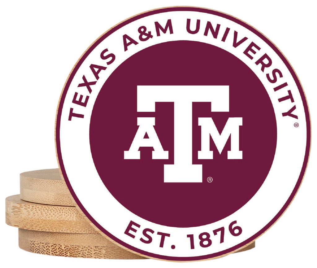 Texas A&M Aggies Coaster Wooden 3.5 x 3.5-Inch 4 Pack Officially Licensed Collegiate Product 