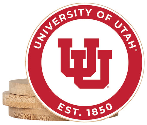 Utah Utes Coaster Wooden 3.5 x 3.5-Inch 4 Pack Officially Licensed Collegiate Product 