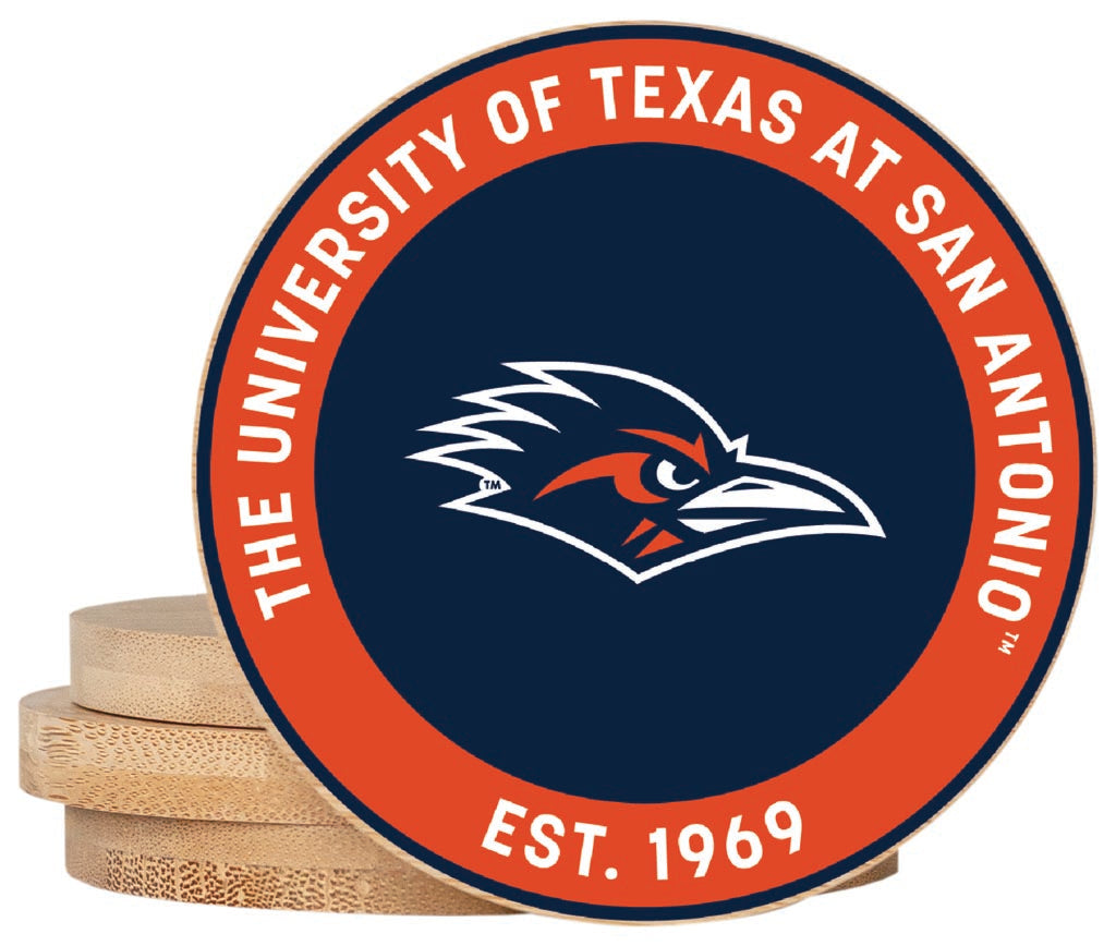 UTSA Road Runners Coaster Wooden 3.5 x 3.5-Inch 4 Pack Officially Licensed Collegiate Product 