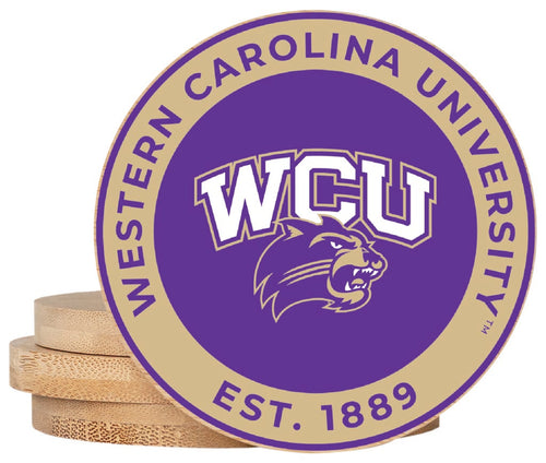 Western Carolina University Coaster Wooden 3.5 x 3.5-Inch 4 Pack Officially Licensed Collegiate Product 