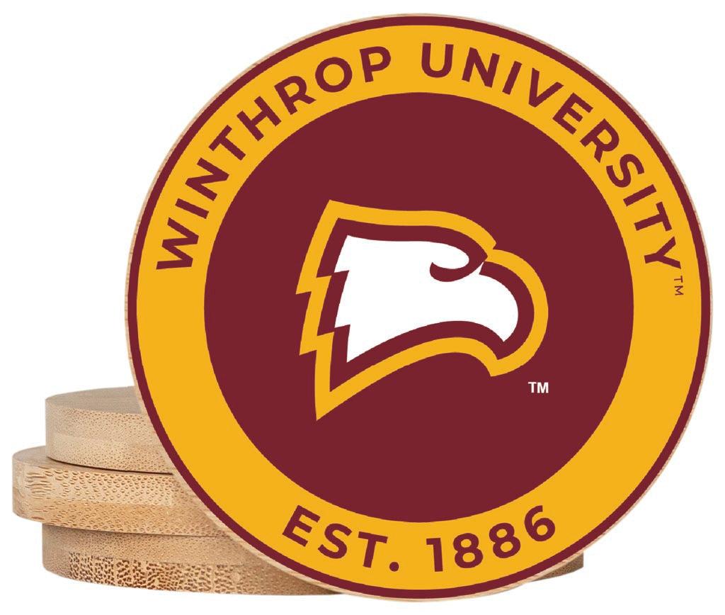 Winthrop University Coaster Wooden 3.5 x 3.5-Inch 4 Pack Officially Licensed Collegiate Product 