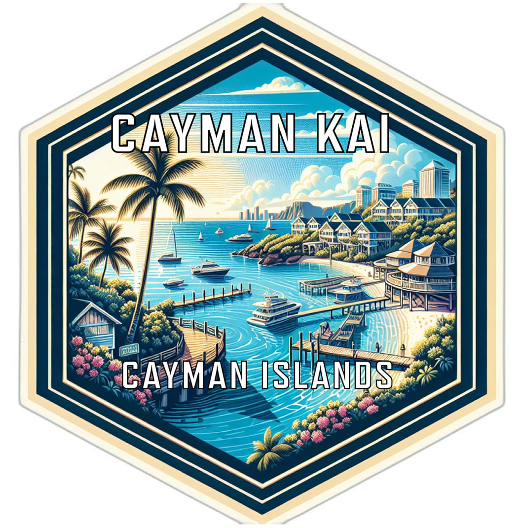 Cayman Kai Cayman Islands Souvenir Travel Destination Die Cut Hexagon Fridge Magnet 2-Inch