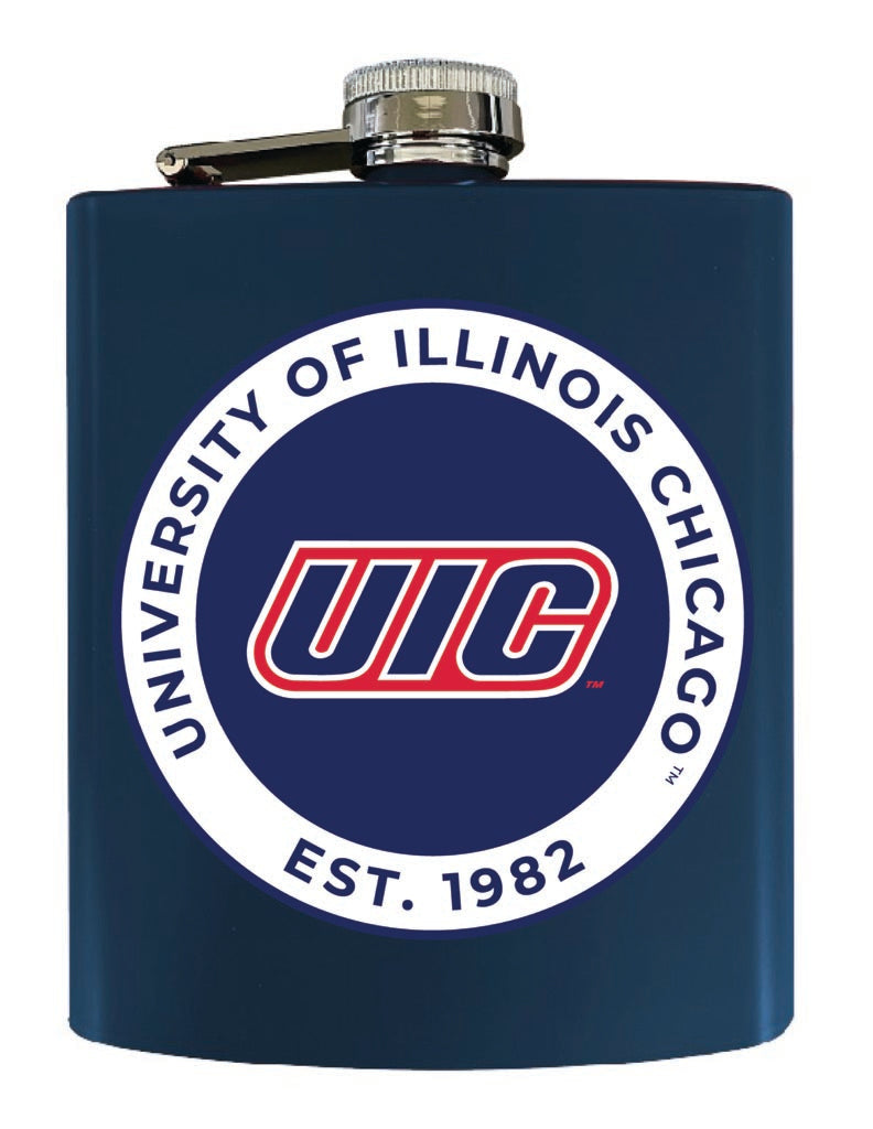 University of Illinois at Chicago 7 oz Steel Flask Matte Finish Navy Officially Licensed Collegiate Product 4-Pack