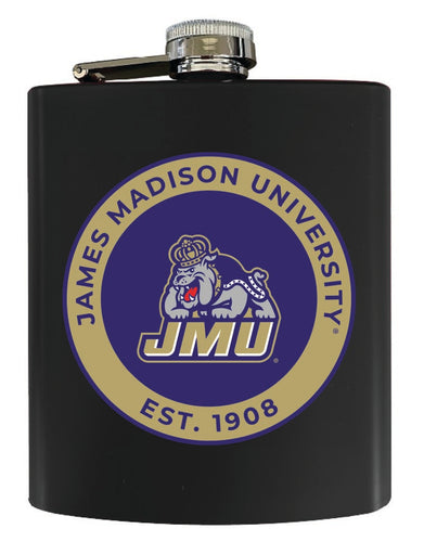 James Madison Dukes 7 oz Steel Flask Matte Finish Black Officially Licensed Collegiate Product Single