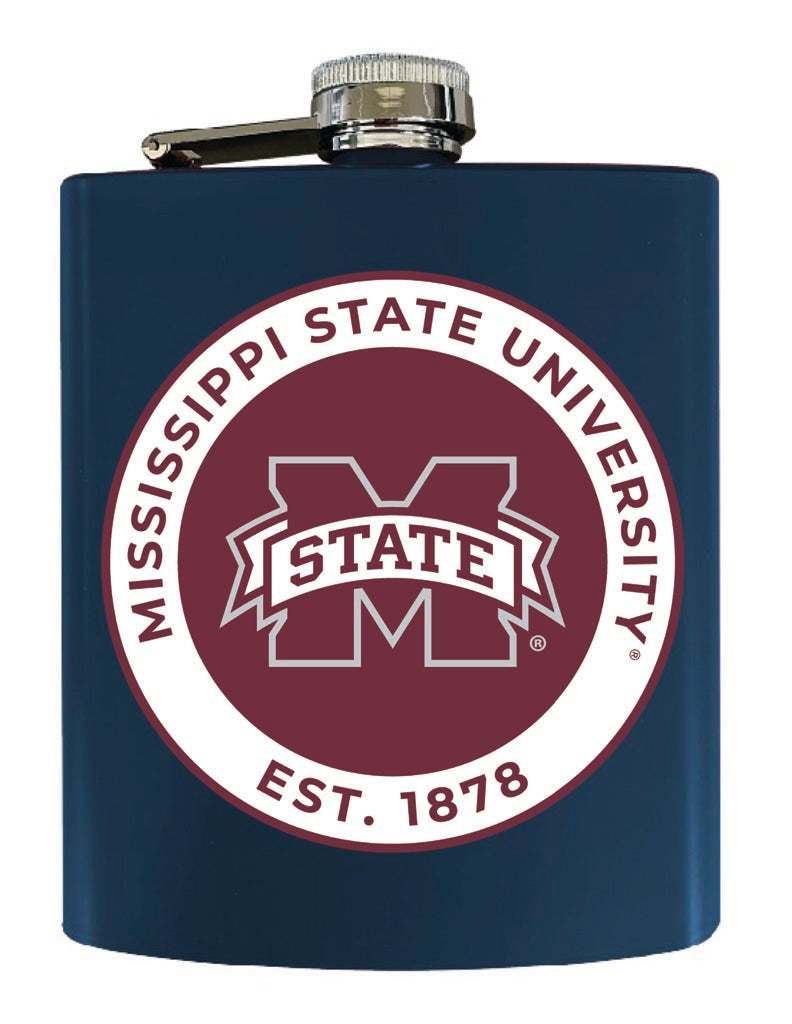 Mississippi State Bulldogs 7 oz Steel Flask Matte Finish Navy Officially Licensed Collegiate Product Single