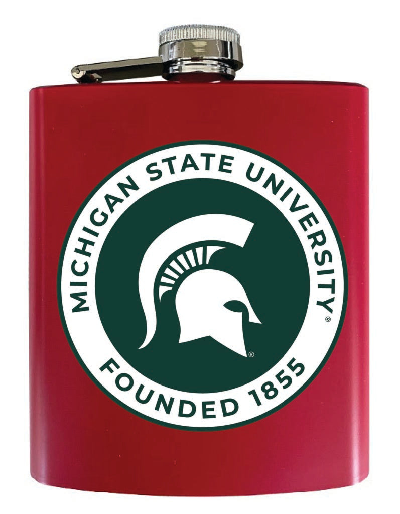 Michigan State Spartans 7 oz Steel Flask Matte Finish Red Officially Licensed Collegiate Product 2-Pack