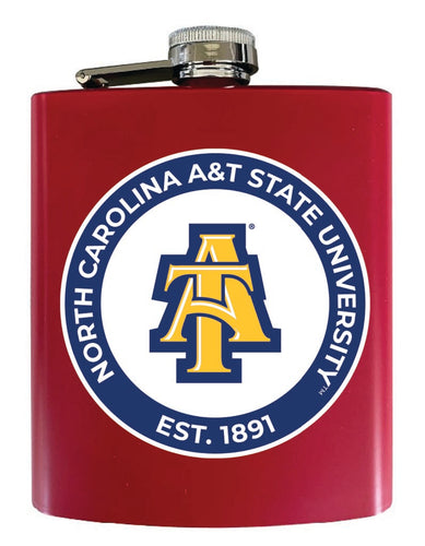 North Carolina A&T State Aggies 7 oz Steel Flask Matte Finish Red Officially Licensed Collegiate Product 2-Pack